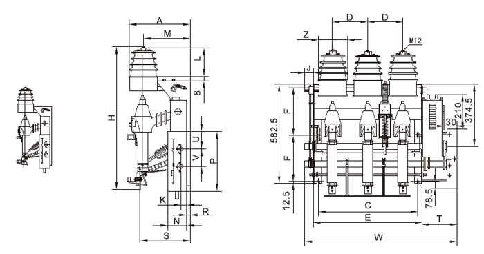FKN12A-12D、FKRN12A-12D電動機構(gòu)側(cè)裝右操作